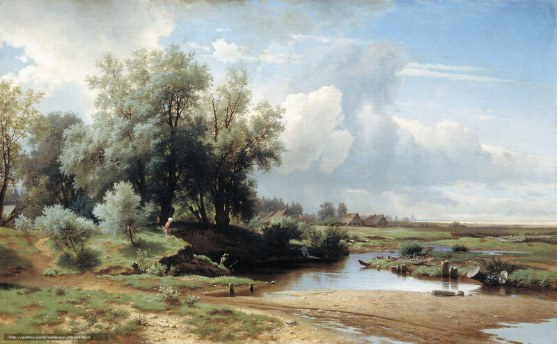 River Landscape with Trees