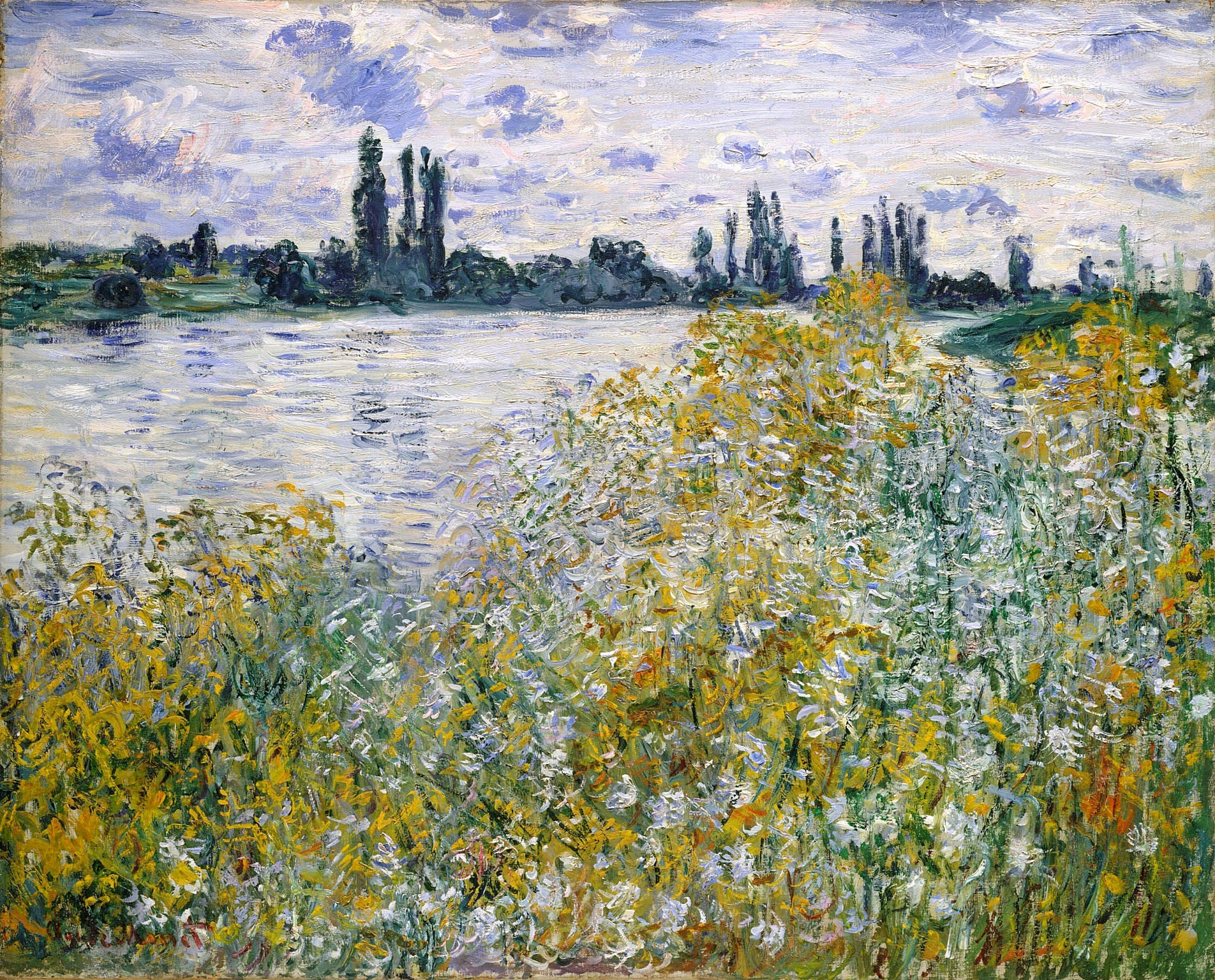 River Landscape with Wildflowers