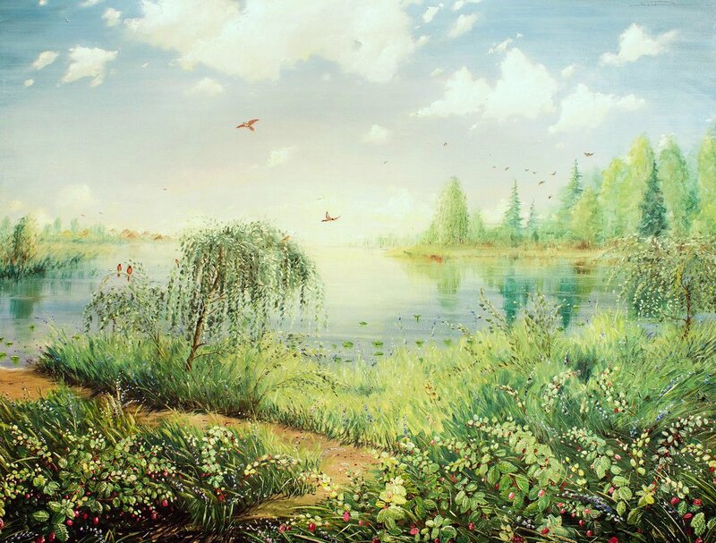River Landscape with Willow
