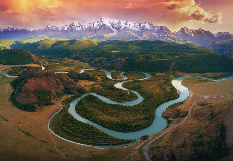 River Meander in Mountains
