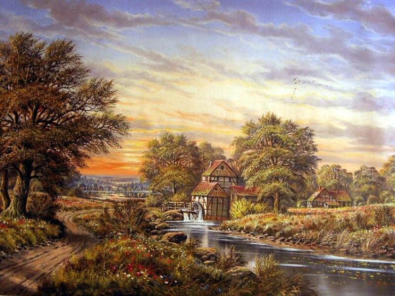 River Mill at Sunset — Blue
