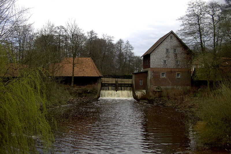 river mill with waterwheel