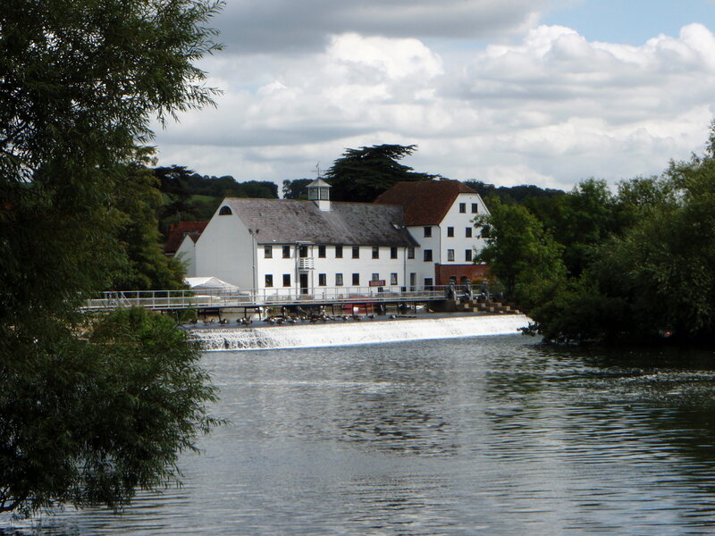 River mill with weir and ducks