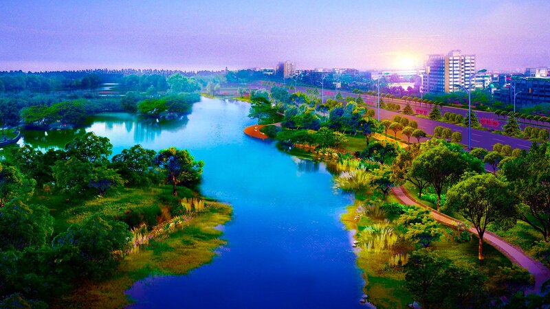 River park at sunset