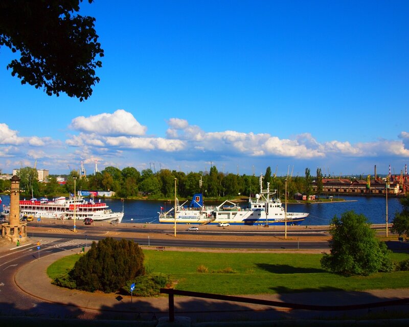 River Port with Boats — Blue