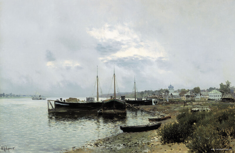 River port with boats