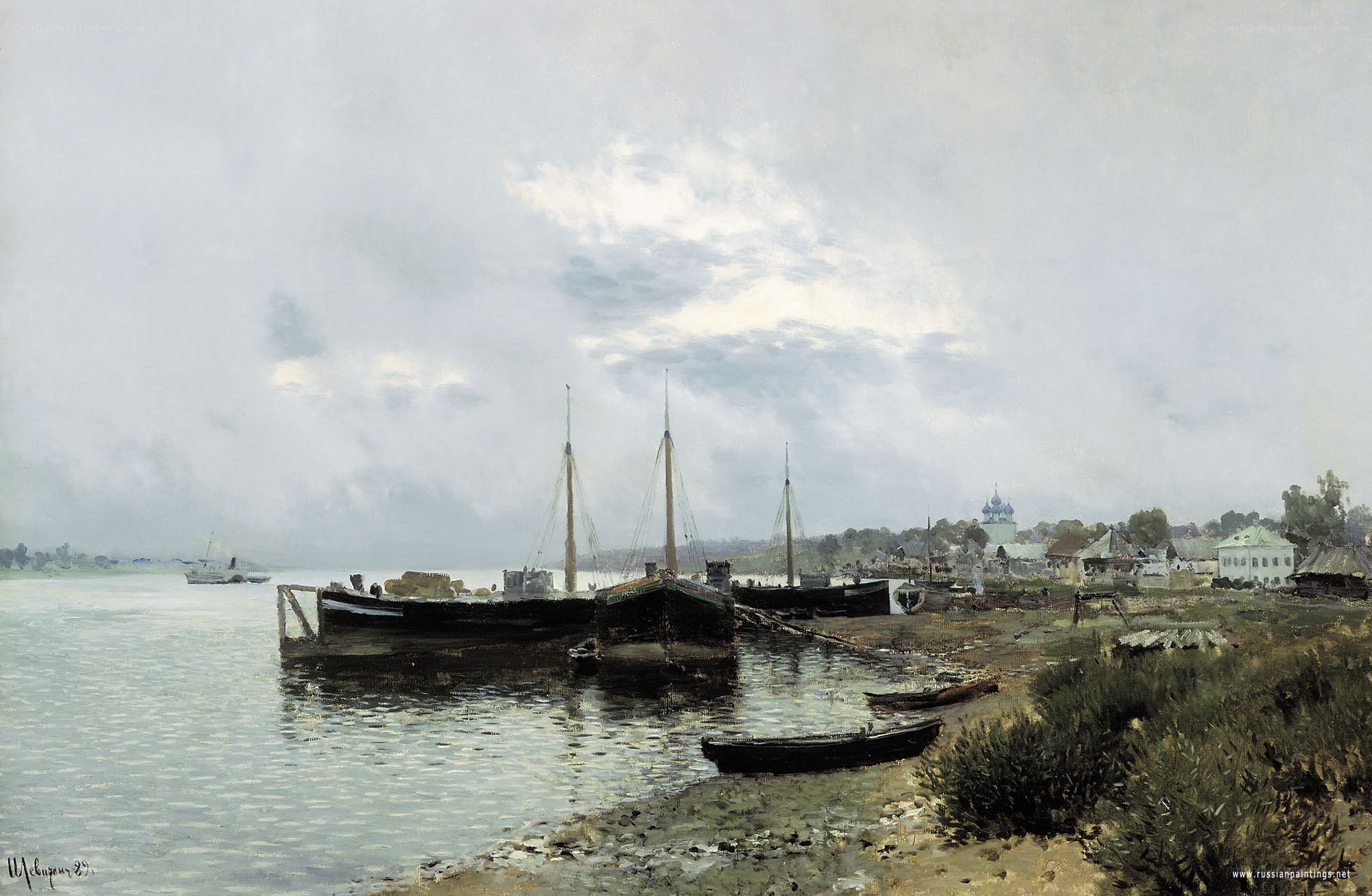River port with boats