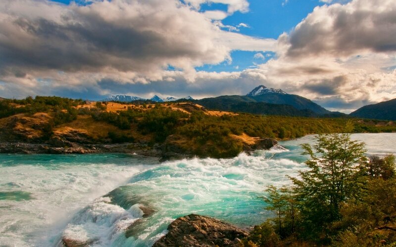River Rapids and Mountains