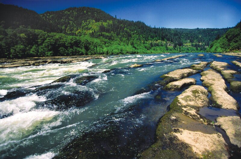 River Rapids and Rocks — Green, Serene