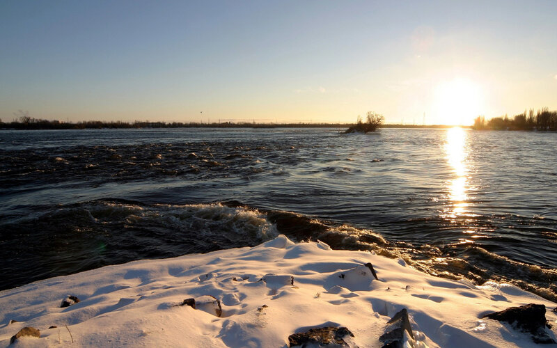 River Rapids at Sunset — Blue