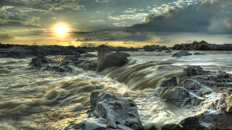 River Rapids at Sunset — Brown