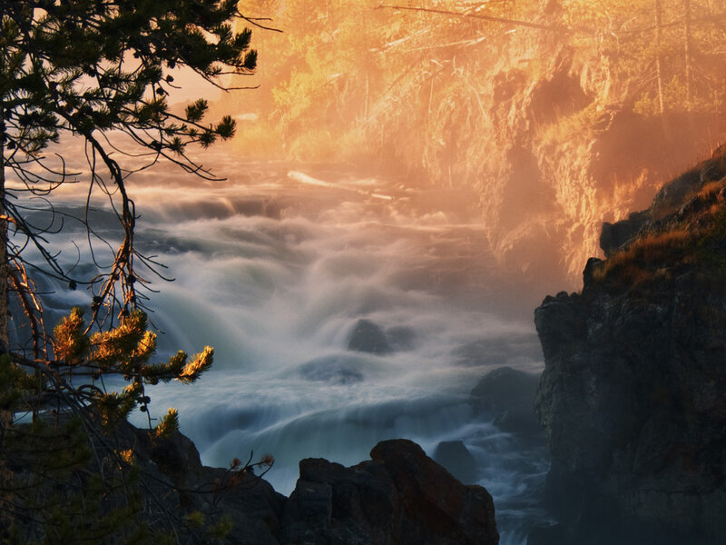 River Rapids at Sunset — Orange