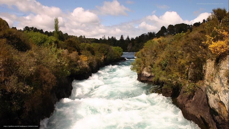 river rapids in forest canyon