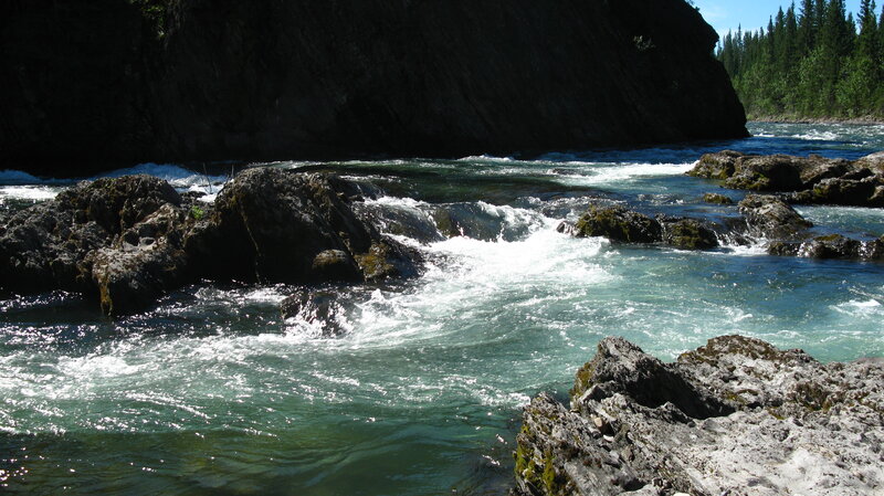 River Rapids over Rocks — Blue