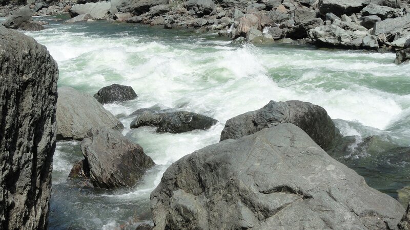 River Rapids over Rocks — Gray
