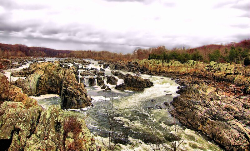 River Rapids over Rocks — Green, Dramatic