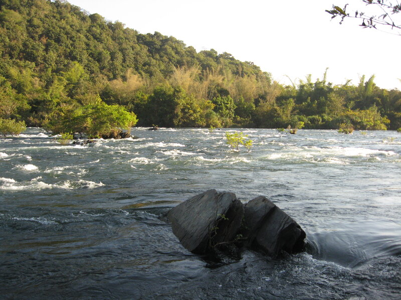 River Rapids with Rocks — Green, Calm