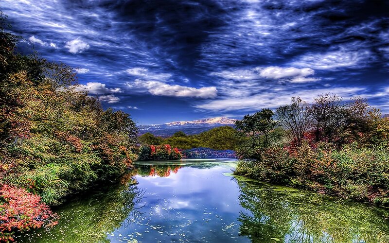 River Reflecting Mountains — Blue