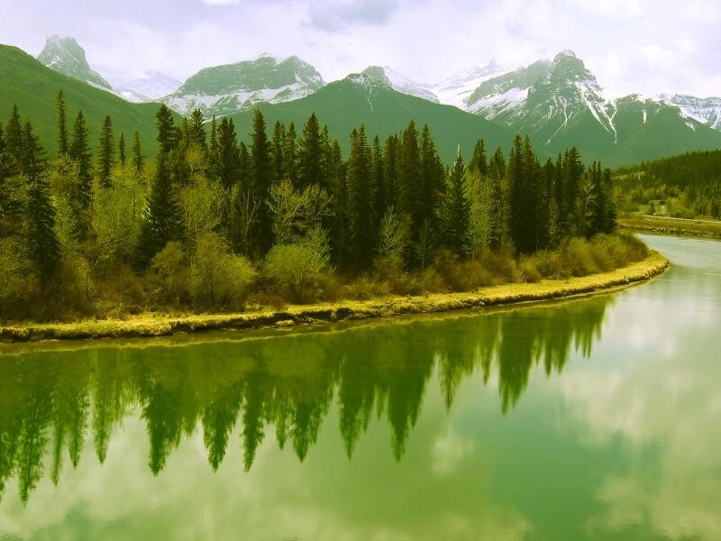 River Reflecting Mountains — Green