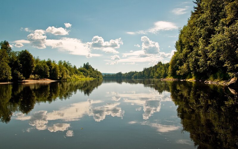 River reflecting sky and trees