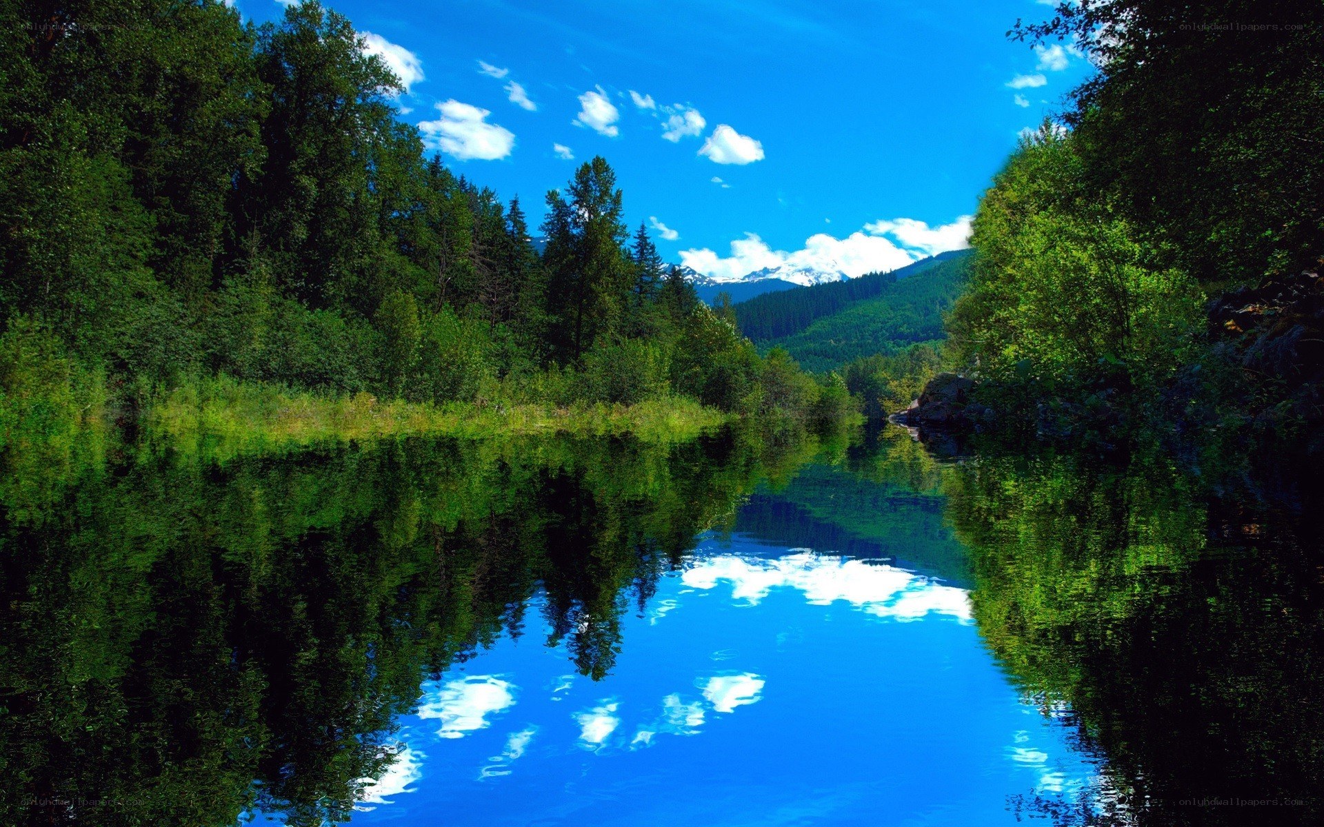 River reflecting sky and trees