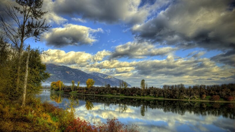 River Reflecting Sky — Blue, Dramatic