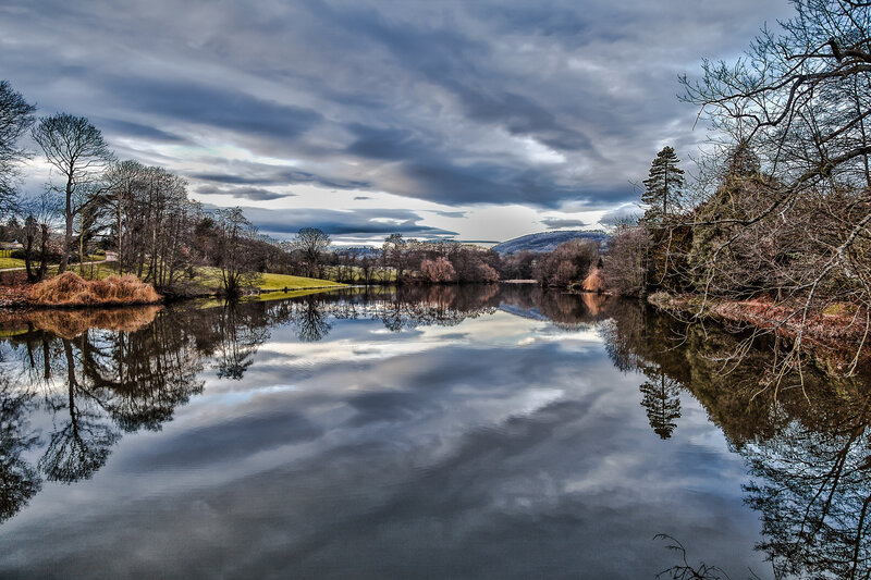 River Reflecting Sky — Blue, Dramatic, Winter