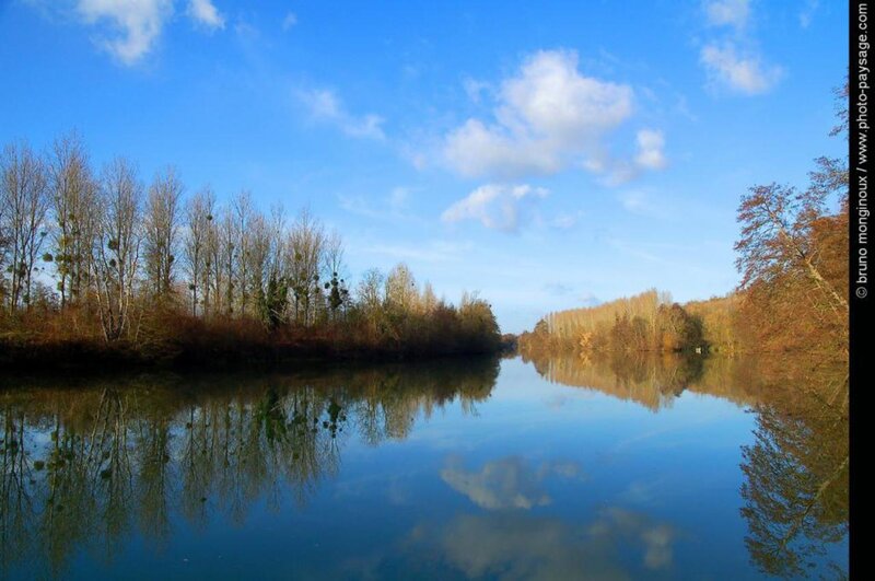 River Reflecting Sky — Blue, Serene, Autumn