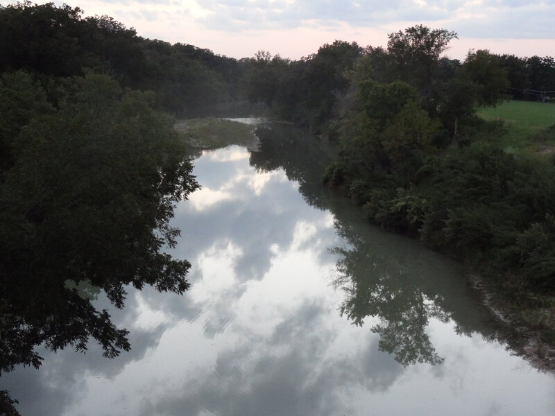 River Reflecting Sky — Green, Serene, Sunset