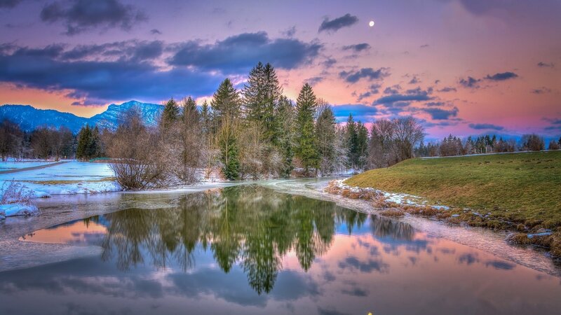 River Reflecting Sunset — Purple