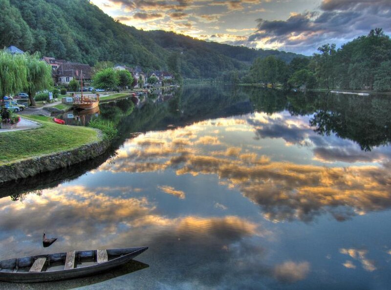 River reflecting sunset sky