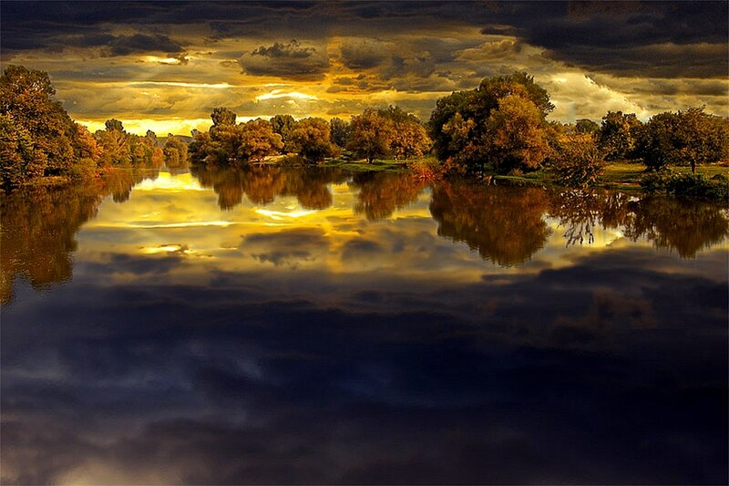 River Reflecting Sunset — Yellow