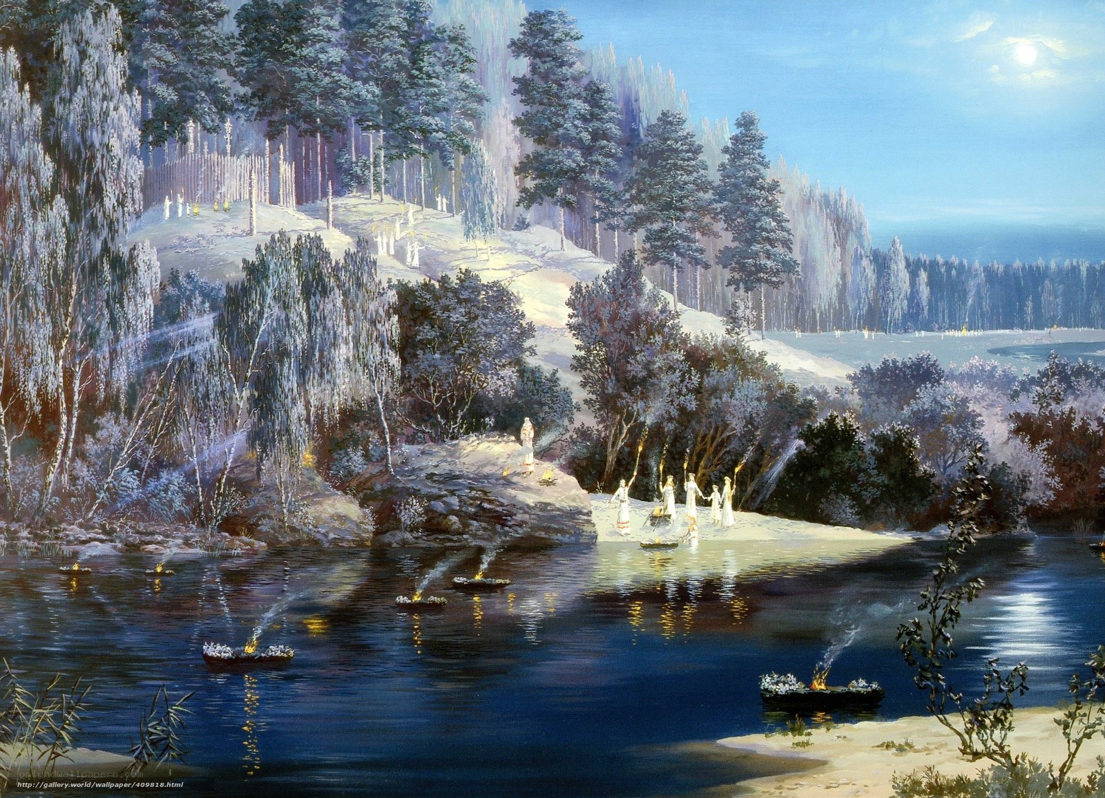 River ritual at dusk