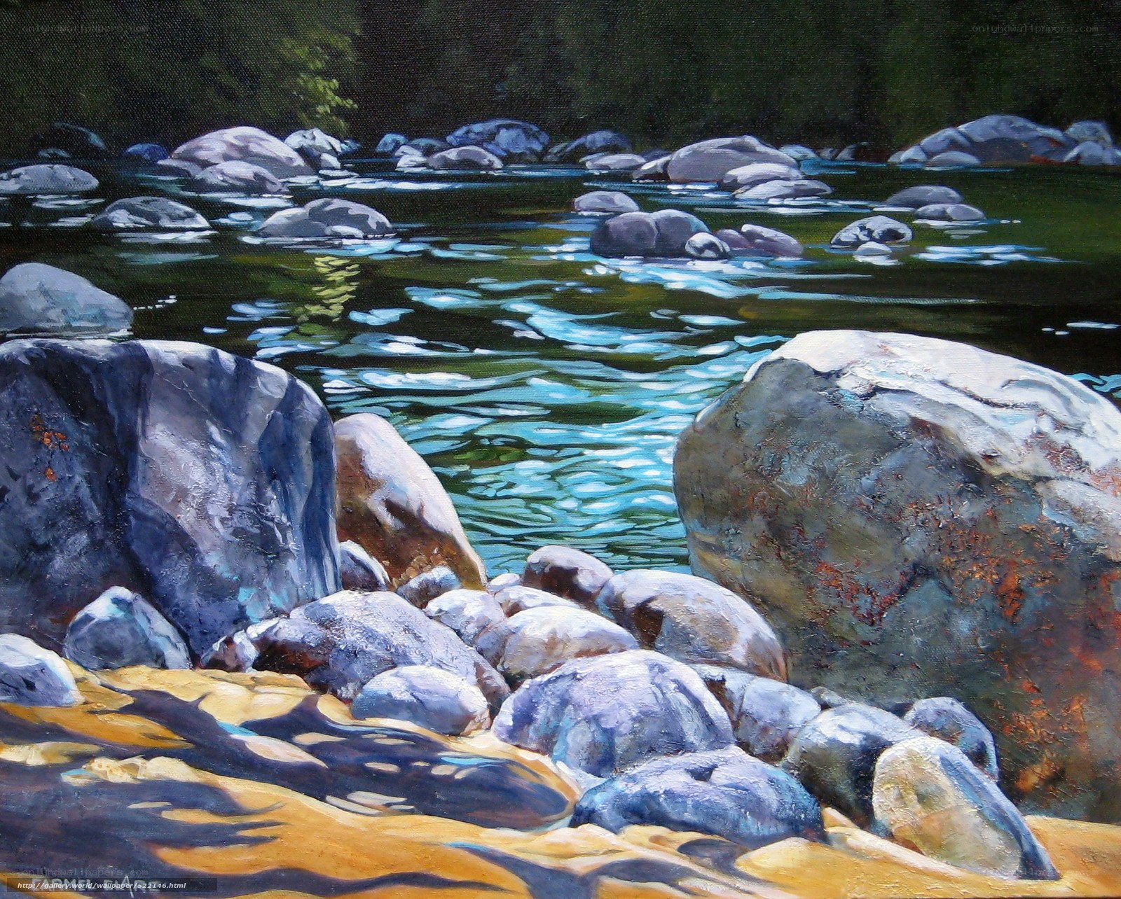 River Rocks and Flowing Water