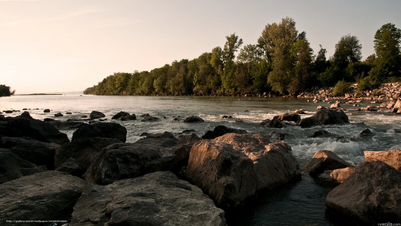 River rocks at sunset