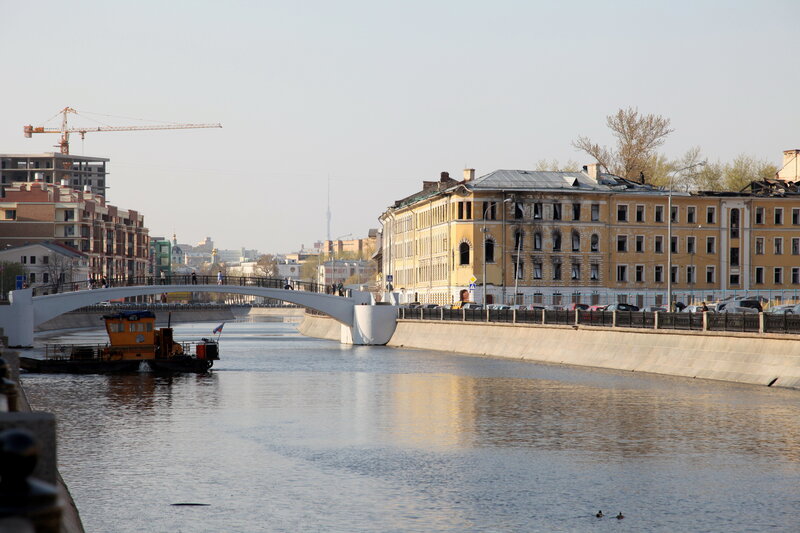 River scene with bridge and buildings