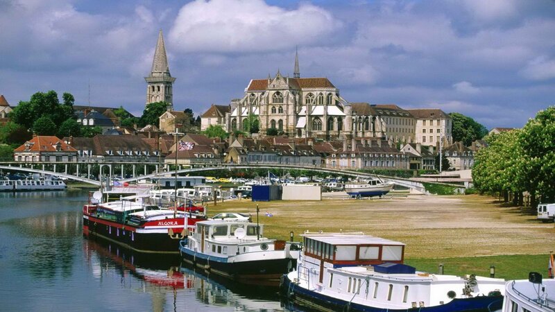 River scene with historic church