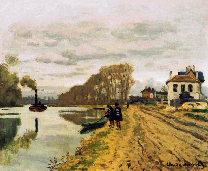 River Scene with Steamboat