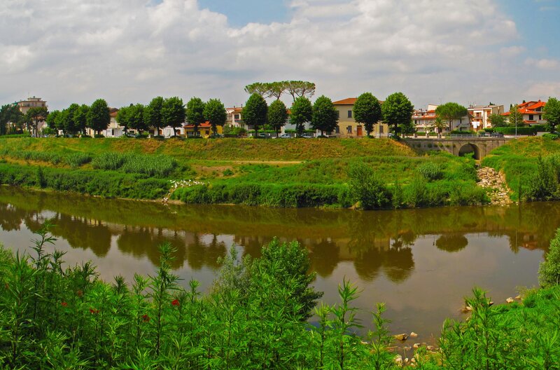 River scene with town in background