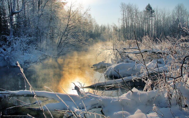 River Steam in Winter — White
