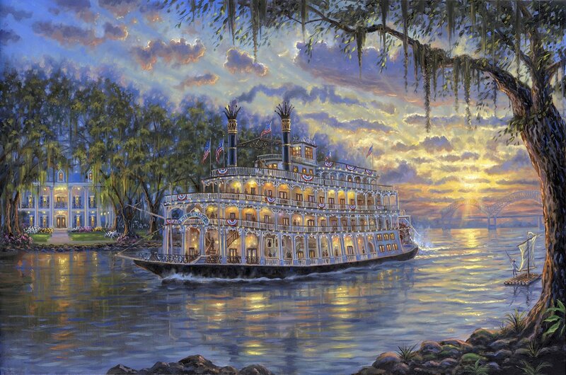 River Steamboat at Sunset