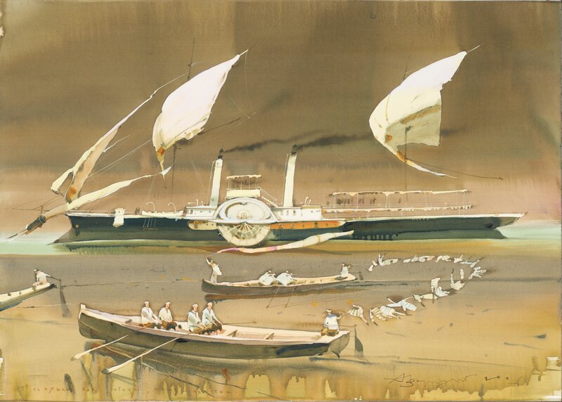 River Steamboat Scene