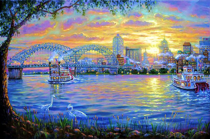 River Steamboats at Sunset