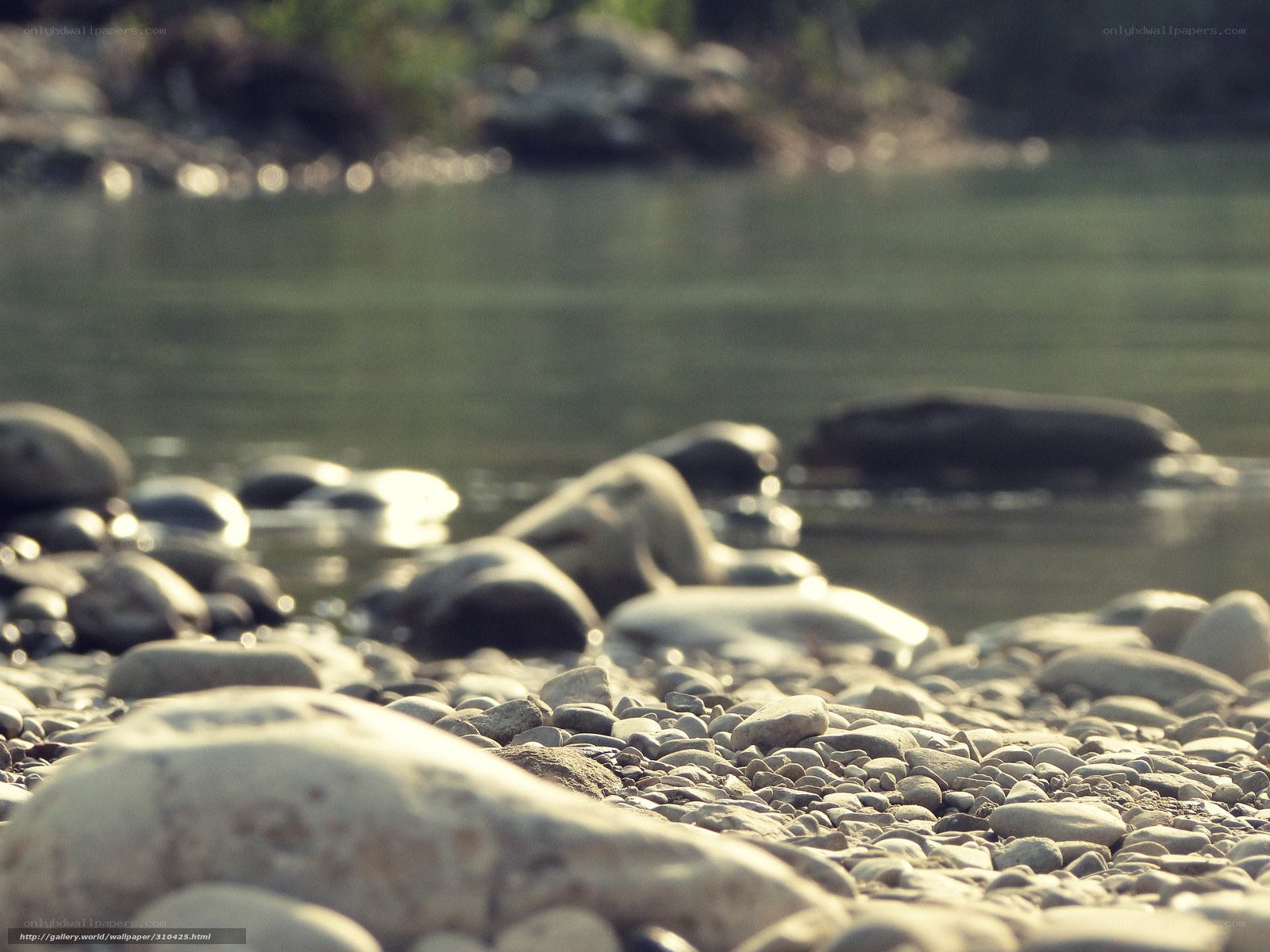 River stones in sunlight