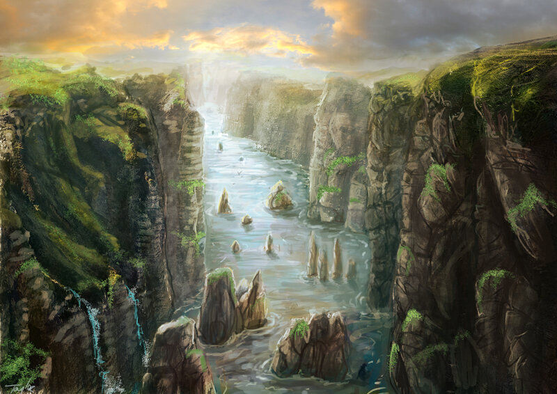 River Through a Canyon — Green
