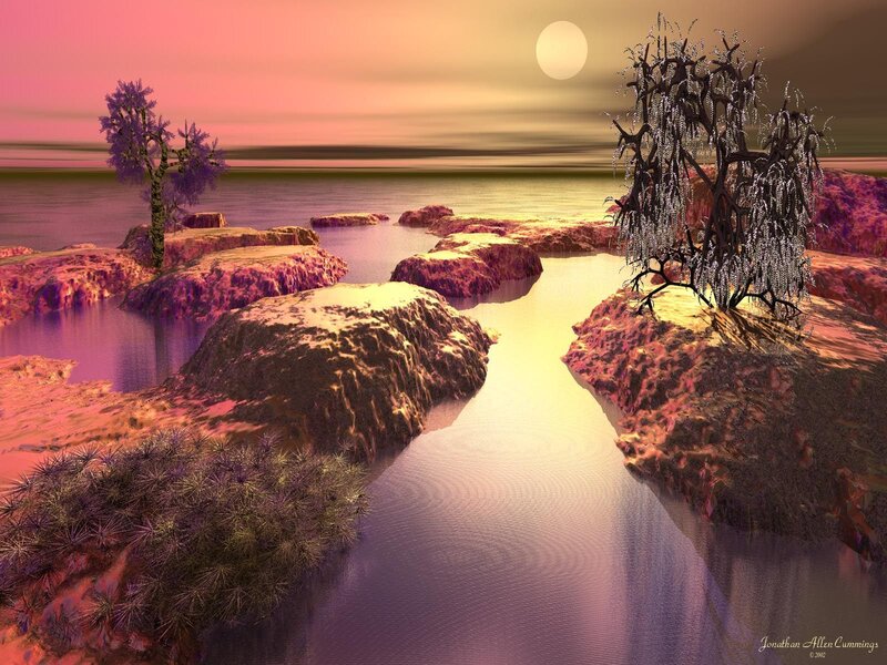 River Through Alien Landscape — Pink