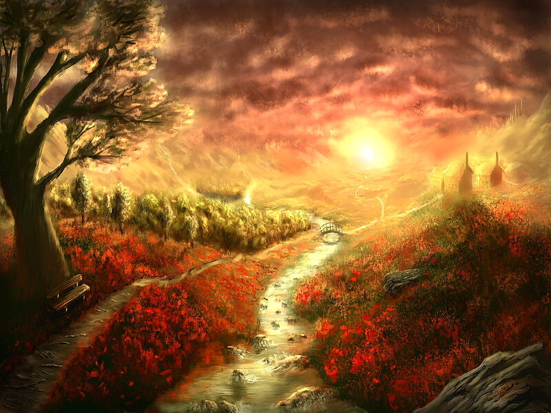 River Through Autumn Fields
