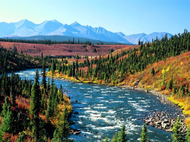 River through autumn mountains