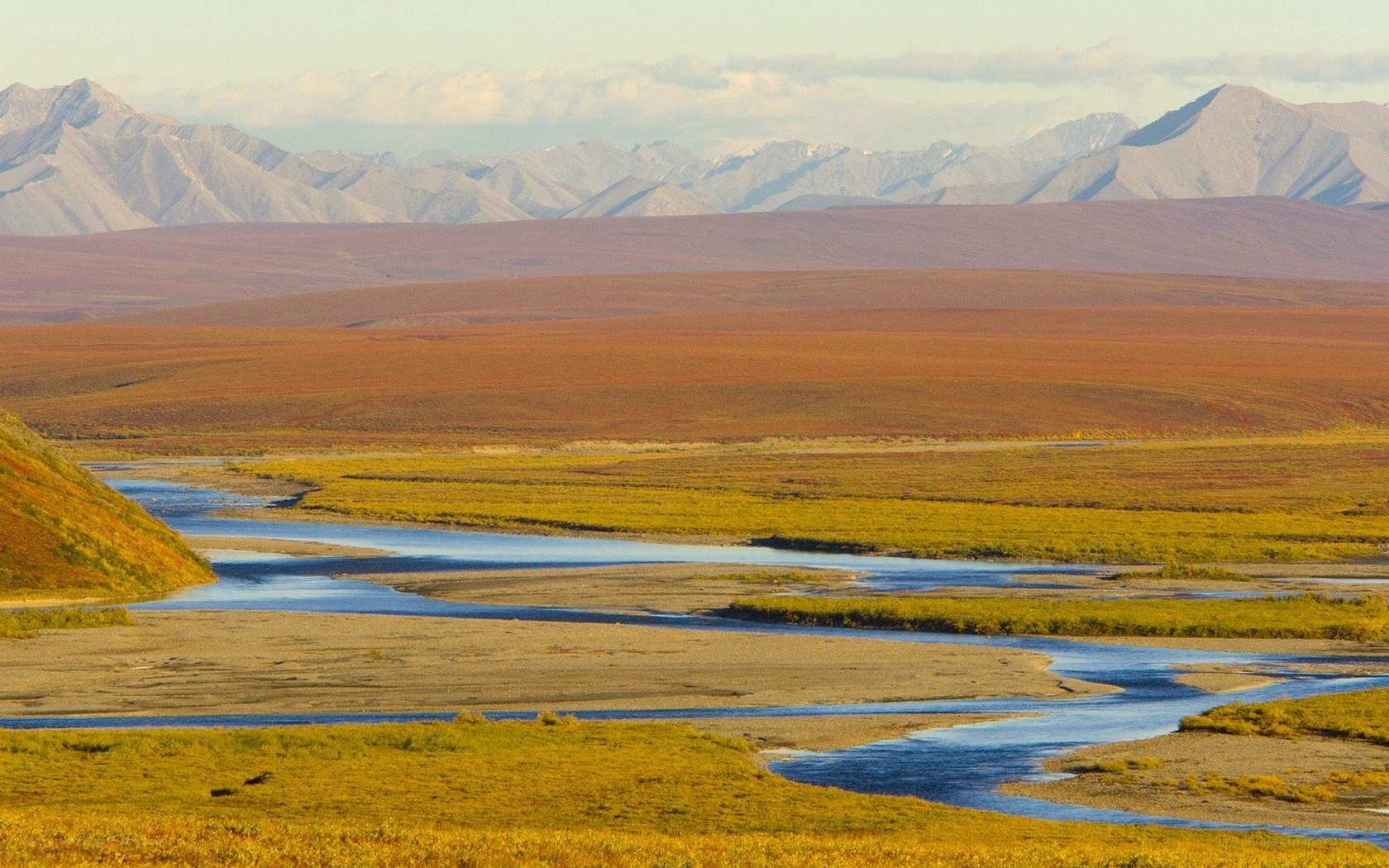 river through autumn tundra