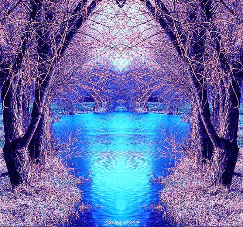 River Through Bare Trees — Blue